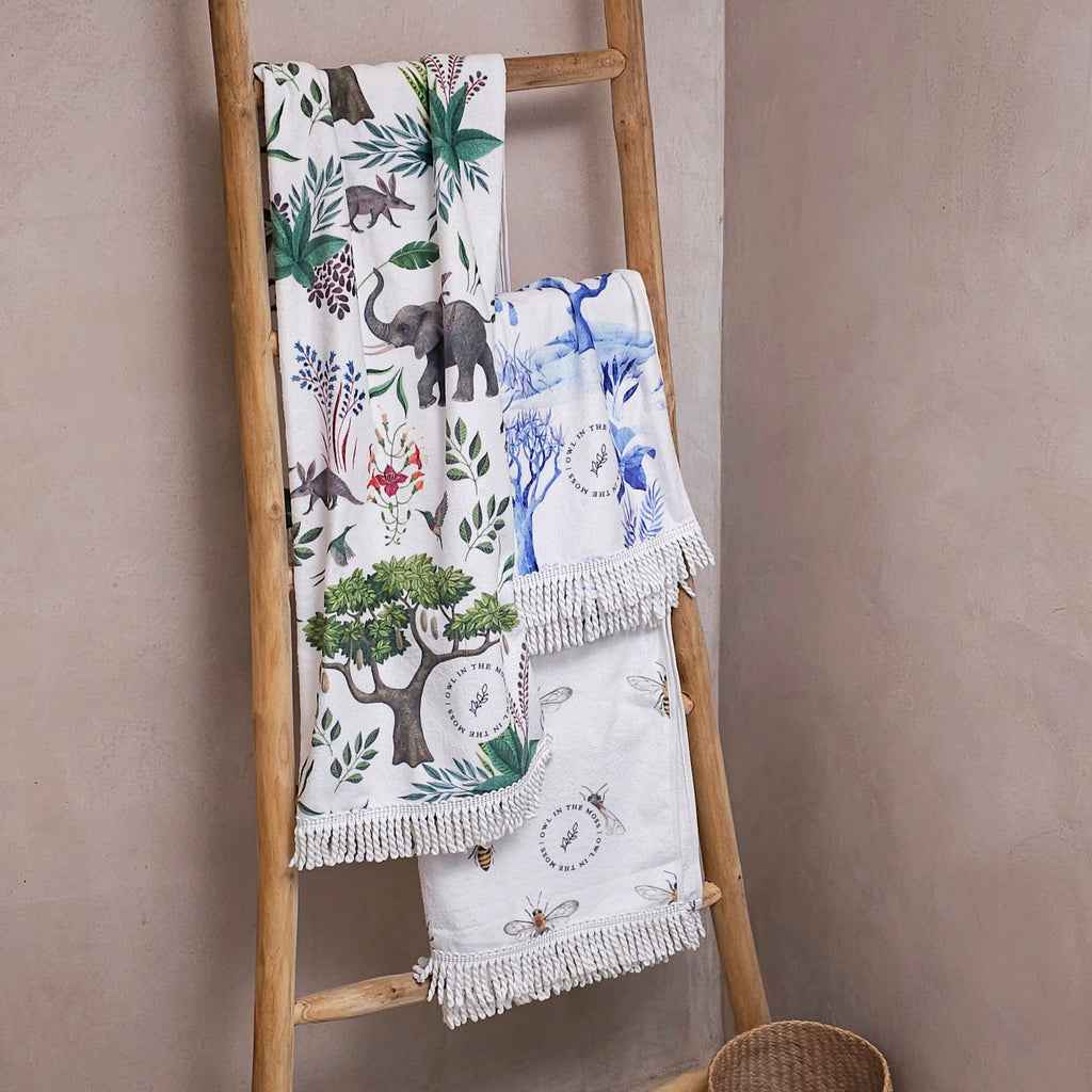 towels all on ladder