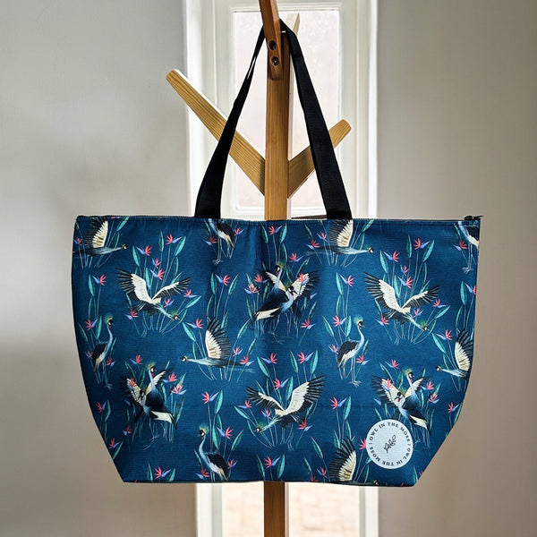 cranes tote bag recycled plastic 