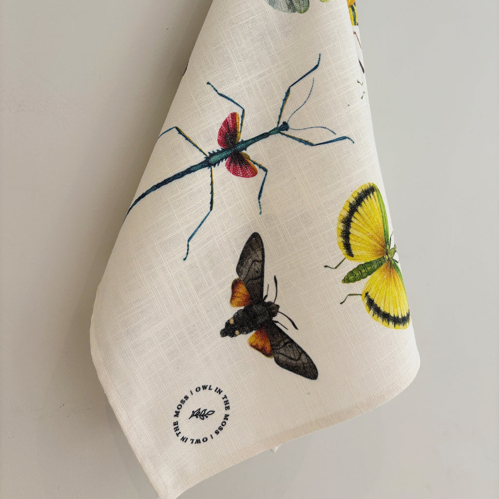 Entemology linen tea towel