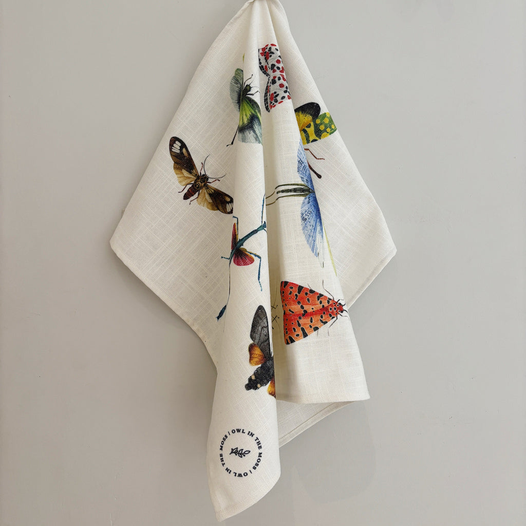 Entemology linen tea towel