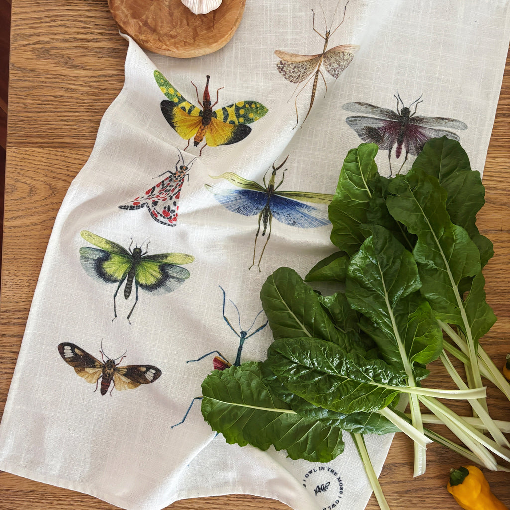 Entemology linen tea towel
