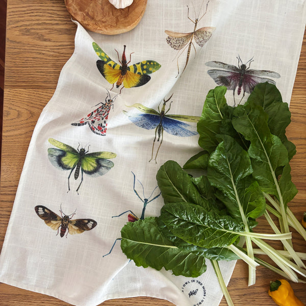 Entemology linen tea towel