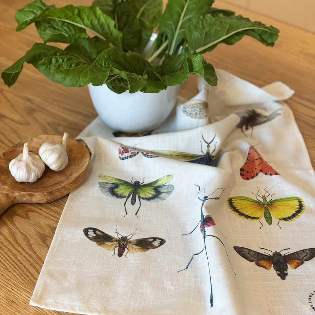 Entemology linen tea towel