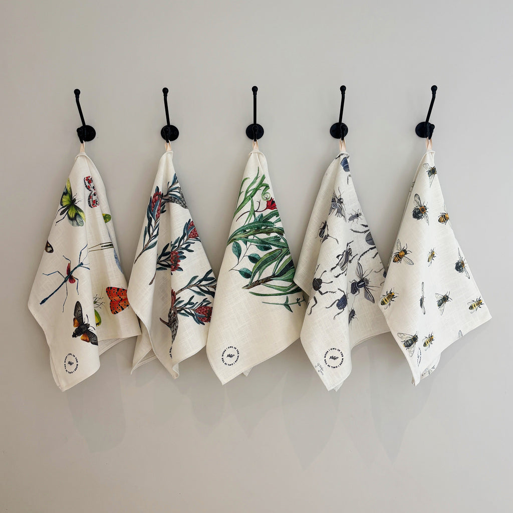 Entemology linen tea towel