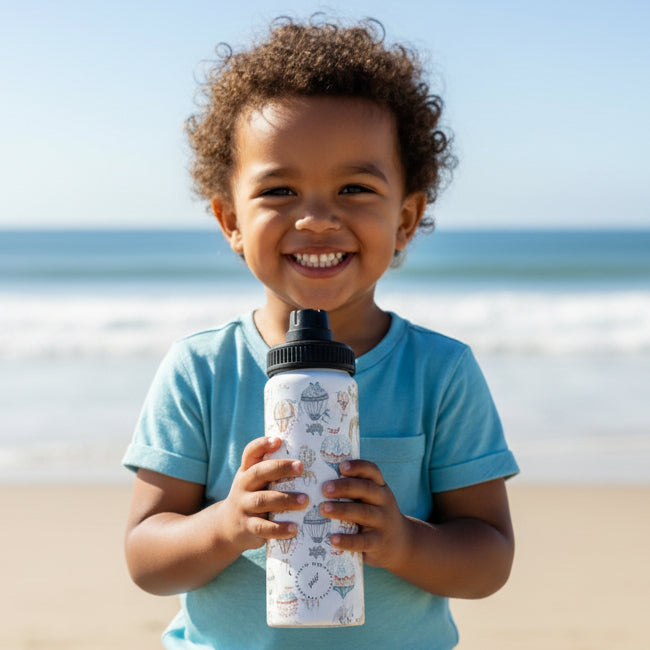 850ml stainless steel water bottle kids animals hand-drawn design nature inspired 