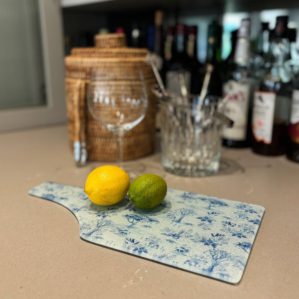 African Delft glass cutting board for the bar  