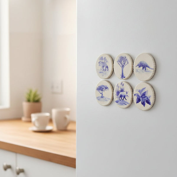 ceramic fridge magnets African delft animals nature kitchen magnets set of 6