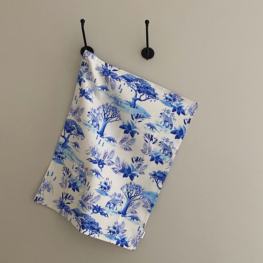 tea towel african delft kitchen blue and white cotton tea towel 