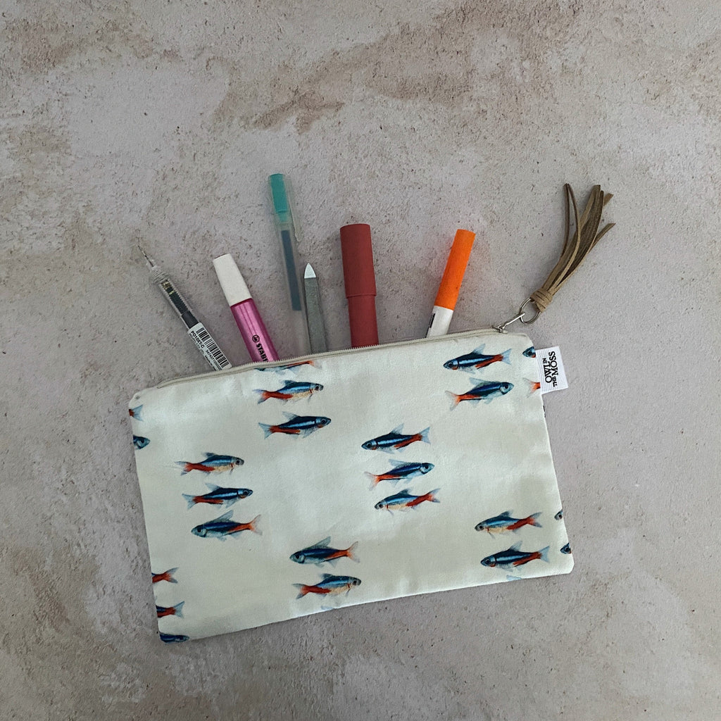 neons fish bits and bobs bags cosmetics bag