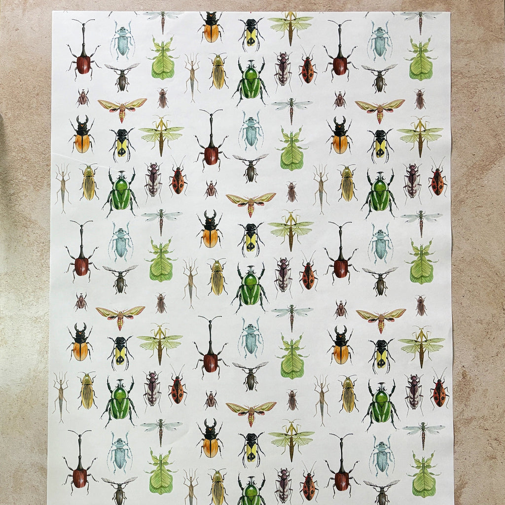 gift wrapping paper insects 