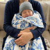 African Delft baby blanket blue and white warm baby blanket boy nursery 