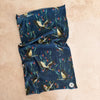 Multi-scarf or buff in dark blue crane design, hiking, outdoors, neck scarf 