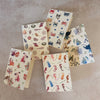 Five small gift cards with colorful undersea-themed illustrations, including crabs, seahorses, and sea plants, arranged on a textured beige surface. Printed on textured ivory paper. 