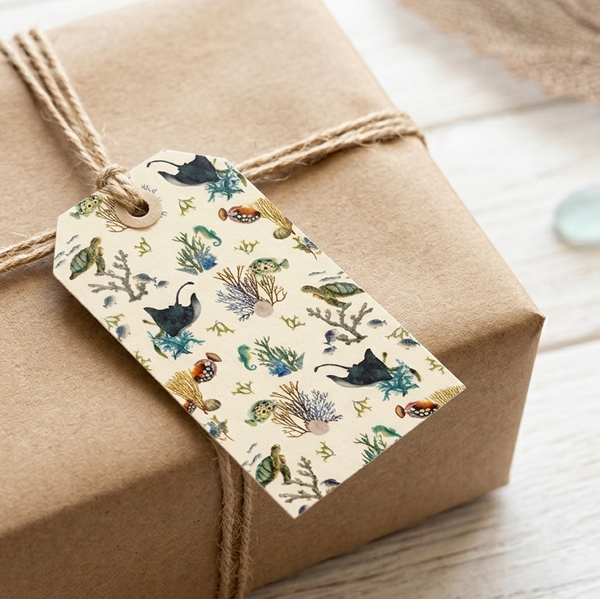 coastal themed gift tag for wrapping presents. 