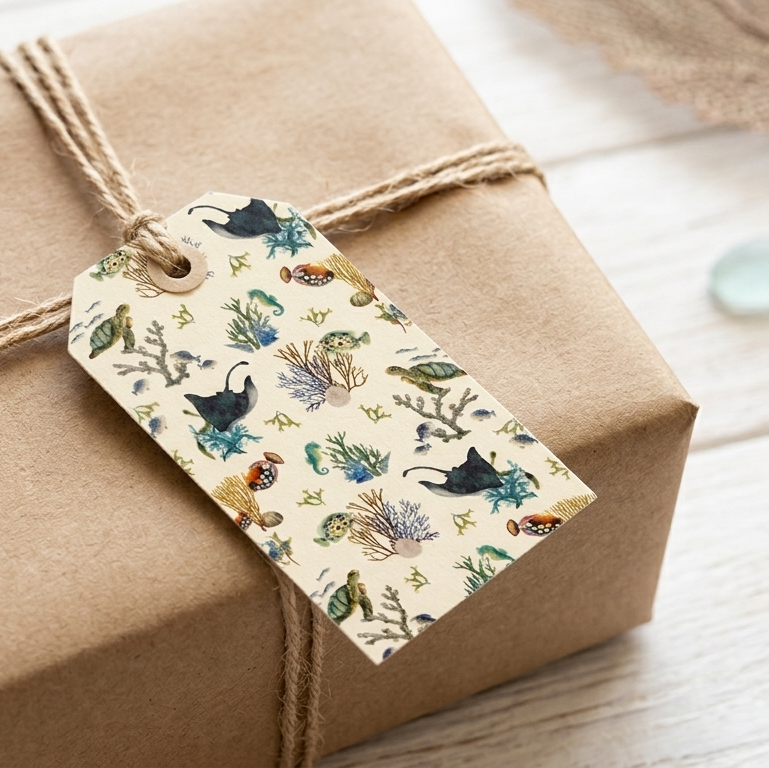 coastal themed gift tag for wrapping presents. 
