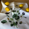 pansy tea towel bees