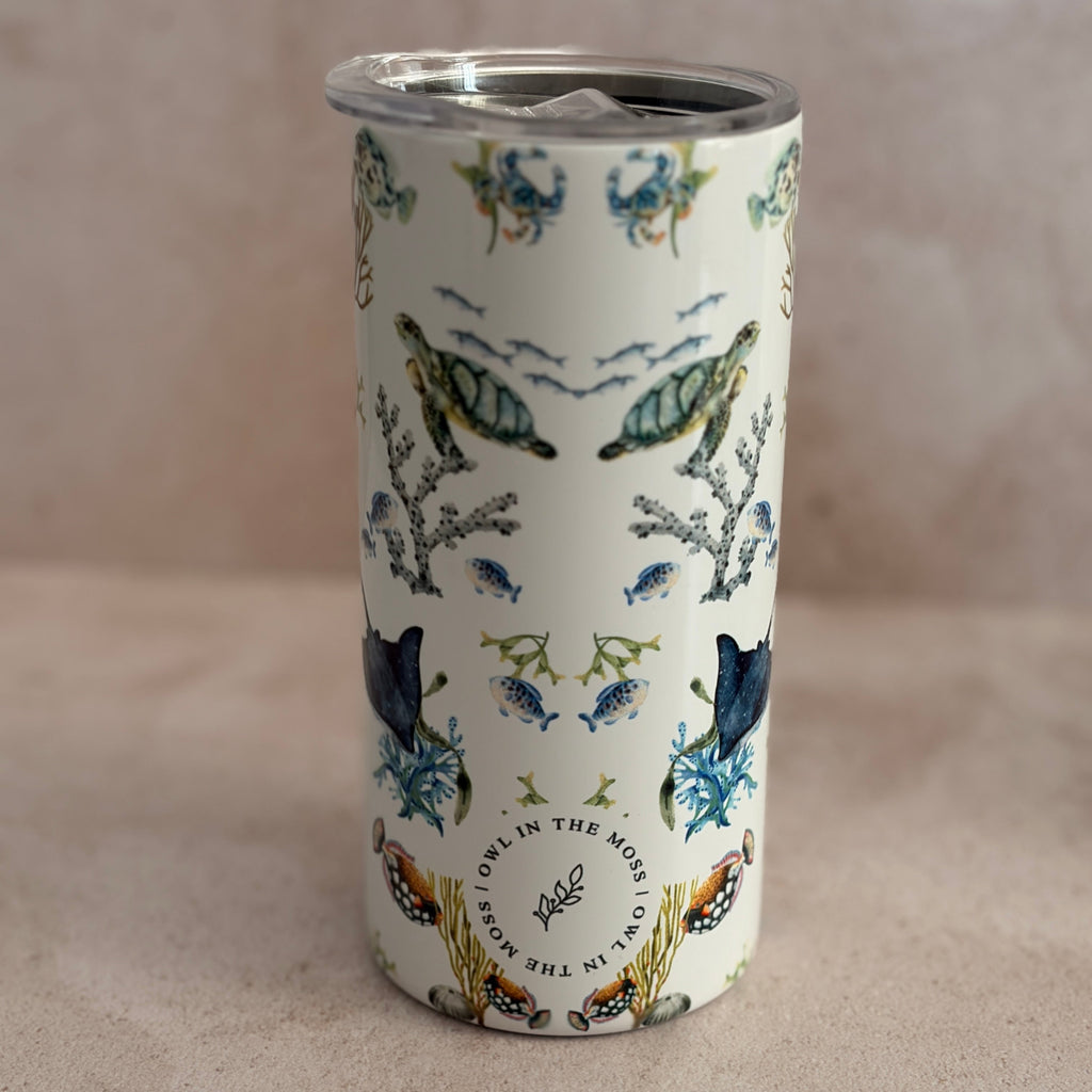 travel mug Blue Ocean thermos drinks holder hot and cold 