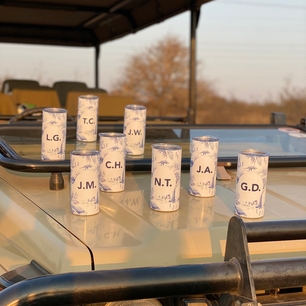 Cups with initials on a vehicle's hood outdoors personalised insulated travel mug 