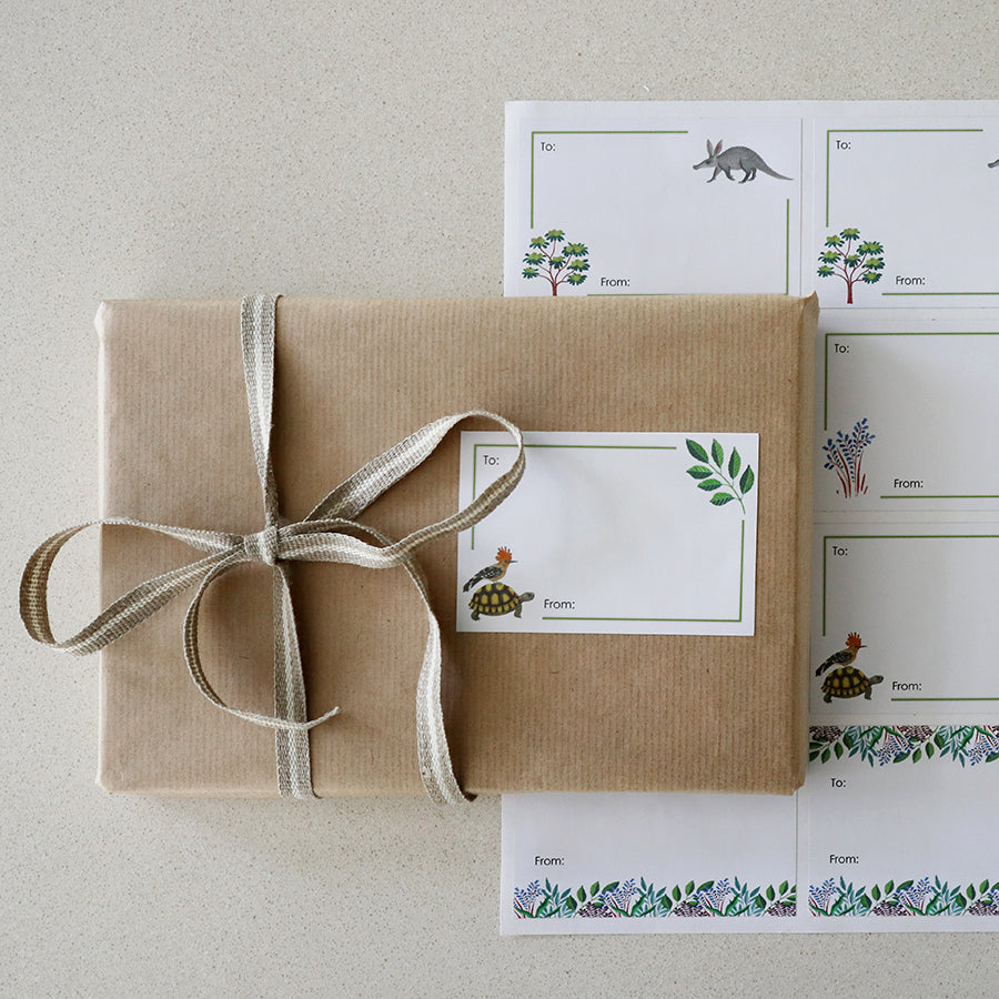 gift sticker set of 16 stickers African animals 